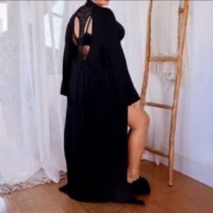 NWT Savage X Fenty Black Lace Open Racerback Robe